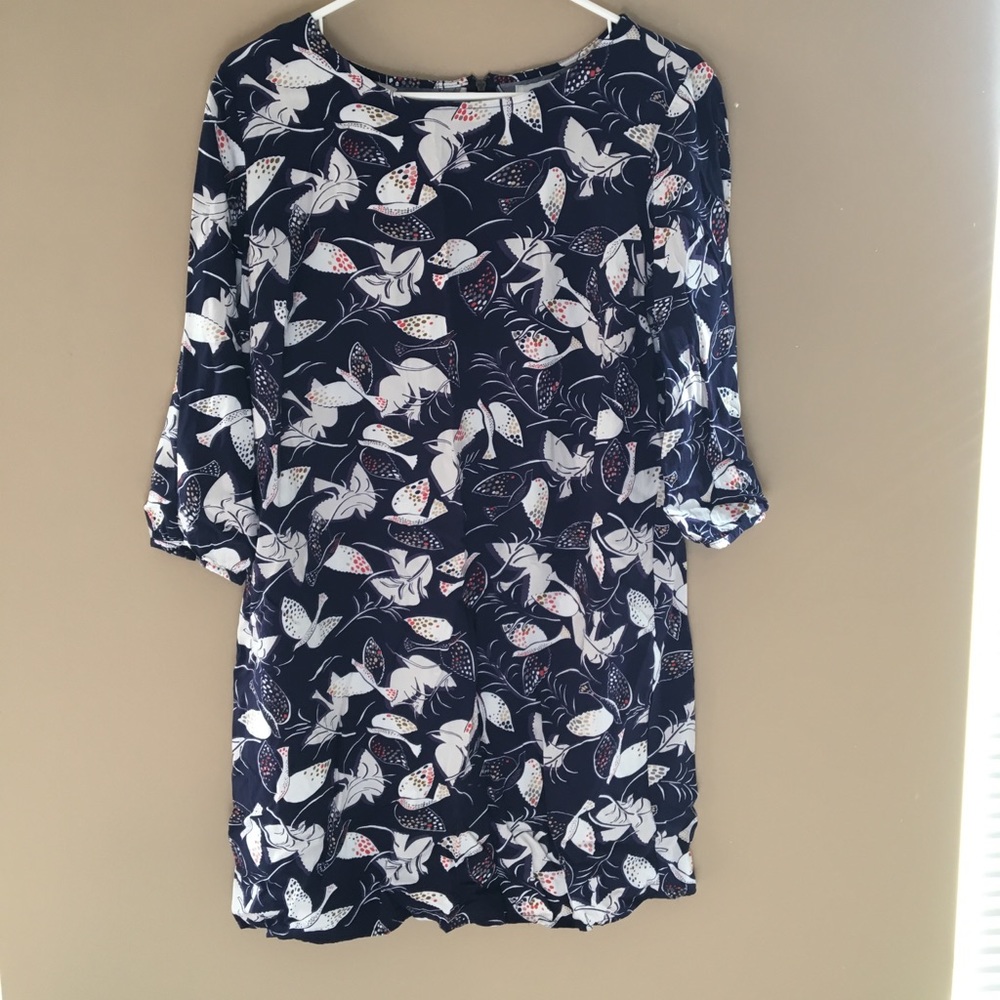 Navy dress with white birds